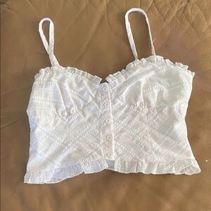 Forever 21 White Ruffled Crop Top
